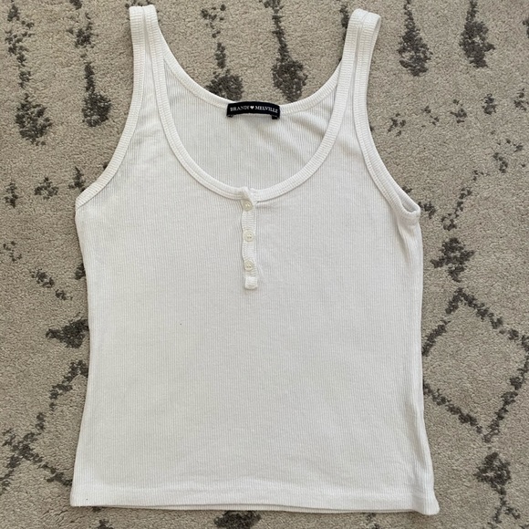 Brandy Melville Tops - white ribbed button brandy tank